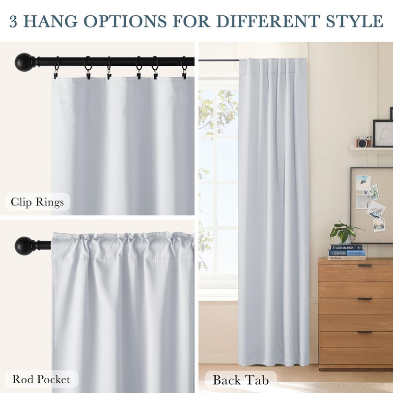 PONY DANCE Window Curtain Panels - Room Darkening Energy Saving Curtains for Kitchen/Bedroom with Back Tab Home Decor, 42 Wide by 63 Inches Long, Greyish White, 2 Pieces - Image 4